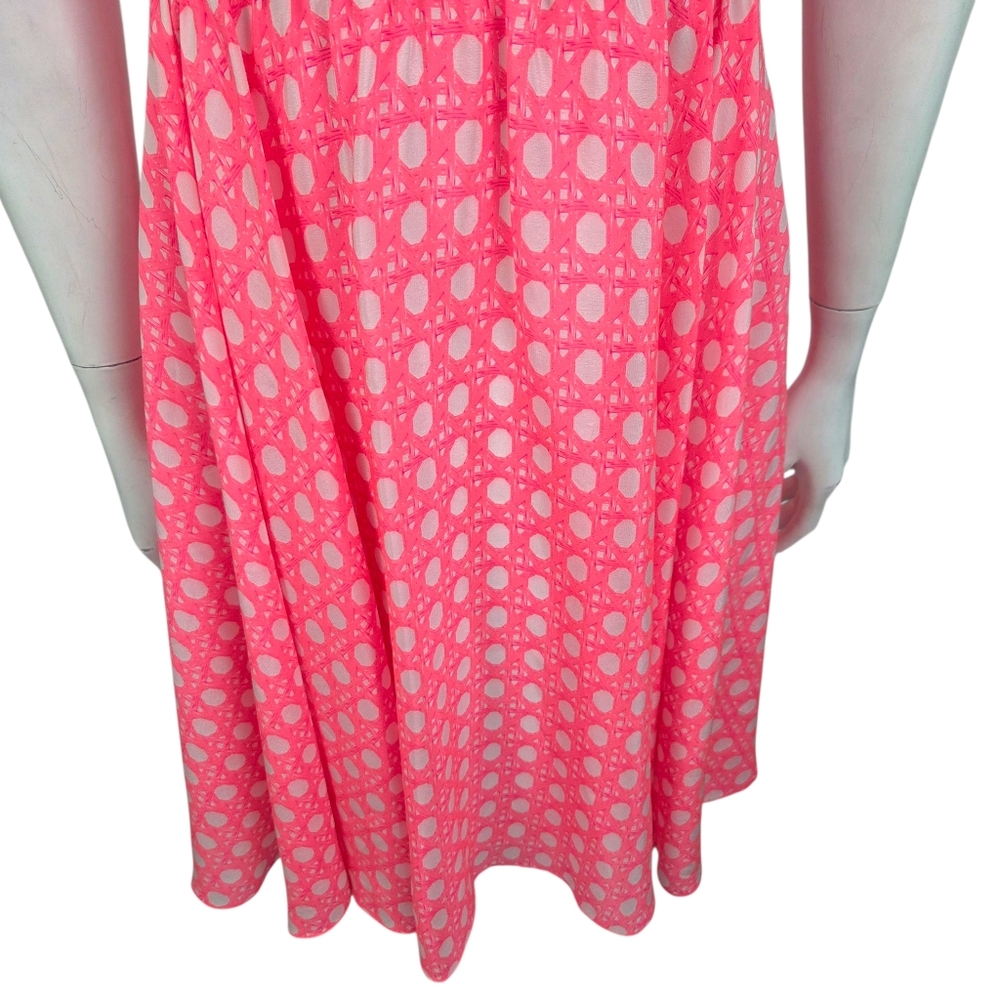 Vineyard Vines 100% Silk Halter Dress Womens 2 Pink White A-line Preppy Feminine - Picture 3 of 12